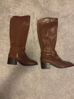 Marc Fisher Brown Women's Knee-High Leather Boots